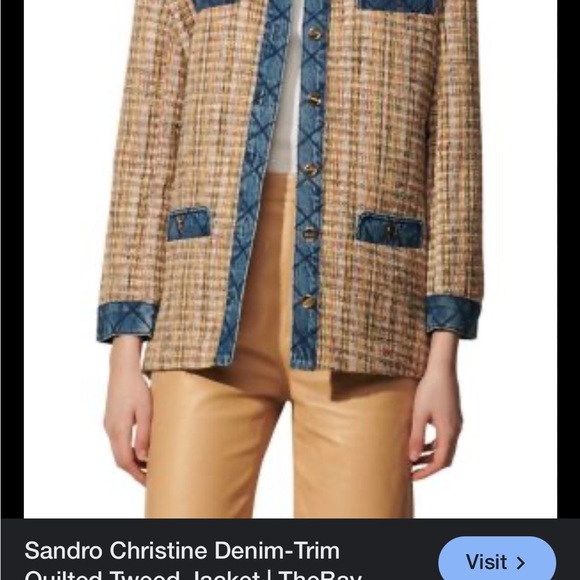 Sandro Christine tweed jacket with denim trim - Picture 4 of 5